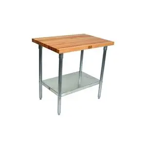 John Boos 36"x24" Work Table 1-3/4" Laminated Flat Top Galvanized Legs - HNS01