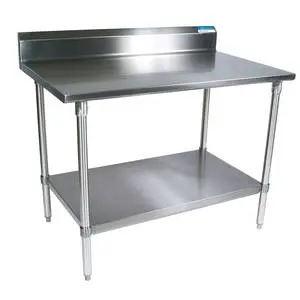 BK Resources 24"x 24" Work Table 18G Stainless Steel Top w/ Turndown Edge - SVTR5-2424