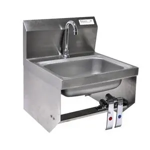 BK Resources Wall Mount Hand Sink With Deck Mount Faucet And Knee Valve - BKHS-D-1410-1-BKK-PG