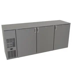 Glastender 84" W Refrigerated Black Back Bar Cabinet 3 Section - C1FB84