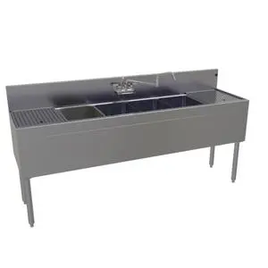 Glastender 72" W x 19" D Underbar 4 Compartment Sink 2 Drainboards - FSA-72-S