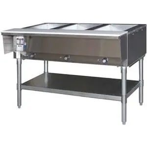 Eagle Group 4-Well Stationary Hot Food Table & Galvanized Shelf - LP - HT4-LP