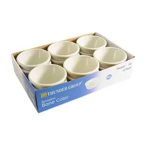 Thunder Group 2 oz Fluted Bone Color Melamine Ramekins - 1 Dozen - ML509B1R