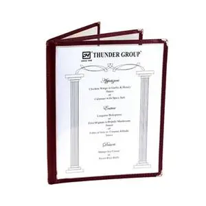 Thunder Group 3-Page Laminate Book Fold Menu Cover - Maroon - PLMENU-L3MA