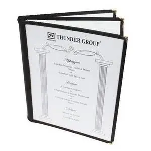 Thunder Group 3-Page Book Fold Menu Cover - Black - PLMENU-L3BL