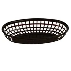 Thunder Group 9-3/8" Black Oval Fast Food Basket - 1 Doz - PLBK938K