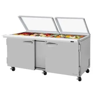 Turbo Air PRO Series 72" Mega Top Prep Cooler w/ Glass Lid - PST-72-30-N-GL