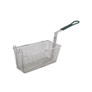 Winco Nickel Plated Wire Mesh 13-1/4" x 5-3/4" x 6" Fry Basket - FB-30