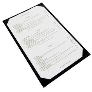 Legal Size Black Single View Menu Cover