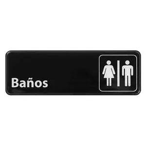 9" x 3" --Restrooms--  Signage in Spanish/Español