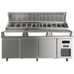 88" W Commercial Refrigerated Prep Table with Condiment Rail