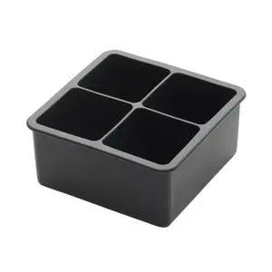 Winco Black Silicone 2" x 2" (4) Compartment Ice Cube Mold - ICCT-4R