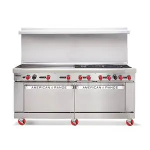 American Range 72" Commercial Gas Range w/(6) Burners & 36" Raised Griddle - AR-6B-36RG-NN