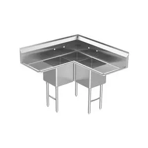 GSW USA 3 Compartment Corner S/s Sink 15x15x12 Two 15" Drainboards - SE15153C