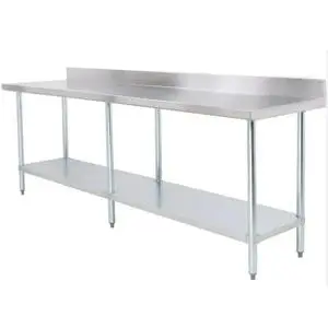 Falcon Food Service 96"x30" Stainless Steel Work Table w/ 2" Backsplash - WT-3096-BS