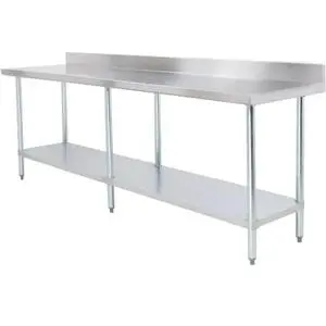 Falcon Food Service 96"x24" Stainless Steel Work Table w/ 2" Backsplash - WT-2496-BS