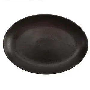 Oneida Luzerne Lava Black 14.5" Oval Porcelain Fish Dish - 6 per cs - L6500000380