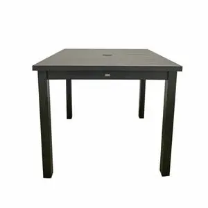 Grosfillex Sigma Volcanic Black 34" x 34" Outdoor Aluminum Patio Table - US928288