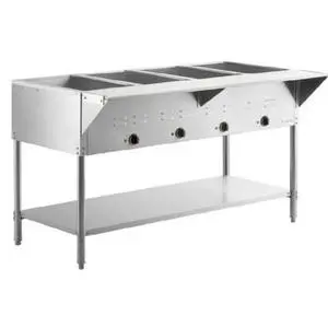 Falcon Food Service 4 Well Natural Gas Steam Table w/ Adjustable Undershelf - HFT-4-NG