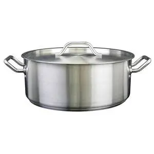 Thunder Group 30 Qt 18/8 Stainless Steel Induction Ready Brazier w/ Lid - SLSBP4030