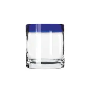 Libbey Aruba 12oz Anneal Treated Shot Glass w/ Blue Rim - 2 Doz - 92311