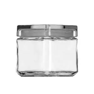 32 oz Stackable Glass Square Jar w/ Lid - 4 Per Case