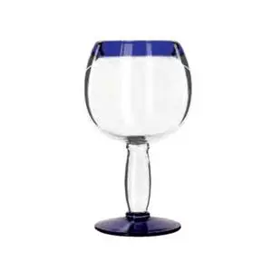 Libbey Aruba 21 oz Anneal Treated Rocks Glass w/ Blue Rim - 1 Doz - 92314