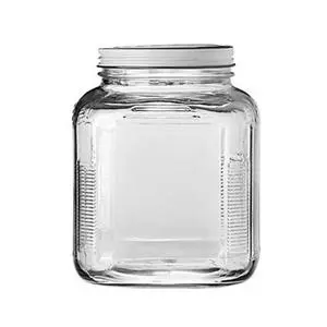 2 qt. Glass Cracker Jar w/ Brushed Metal Cover - 4 Per Case