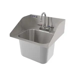 GSW USA 10" x 14" Drop-In Hand Sink With Faucet and Splash Guards - HS-1014IS