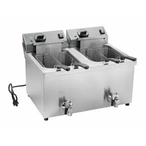 Vollrath Stainless Steel 15lb Dual Electric Countertop Fryer w/ Drain - CF4-3600DUAL