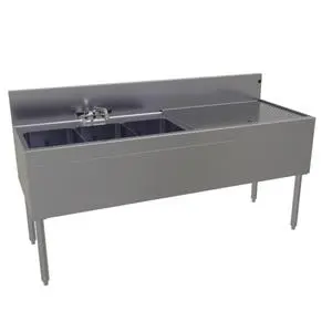 Glastender 66" x 24" (3) Compartment Stainless Steel Underbar Sink - TSB-66L-S