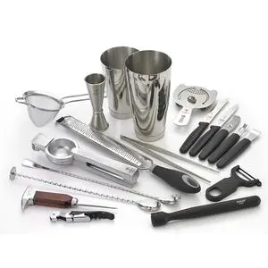 Mercer Culinary Barfly 18-Piece Deluxe Stainless Steel Mixology Set - M37102