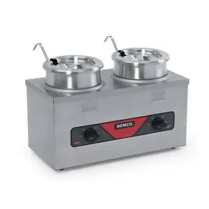 Nemco 4QT Twin Warmer w/ Inset, Ladle, and Cover - 6120A-ICL