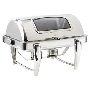 TableCraft 9 Qt. Dripless Stainless Steel Chafer Dish w/ Roll Top - 12189