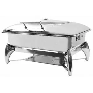 TableCraft 9 Qt. Fuel Round Chafer Dish w/ Slow-Closing Hinged Cover - CW40175