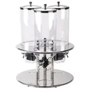 TableCraft Triple Polycarbonate Cereal Dispenser w/Stainless Steel Base - 693