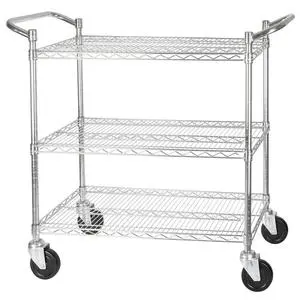 Winco Chrome Plated Wire 3-Tier Adjustable 24" x 48" Utility Cart - VCCD-2448B