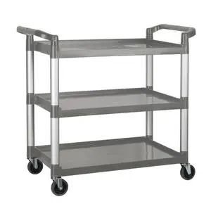 Winco Gray Plastic 3-Tier 19.5" x 40.75" Utility Cart - UC-3019G