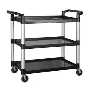 Winco Black Plastic 3-Tier 19.5" x 40.75" Utility Cart - UC-3019K