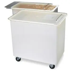 Carlisle 44 Gallon White Mobile Ingredient Bin w/ Clear Lid - BIN4402