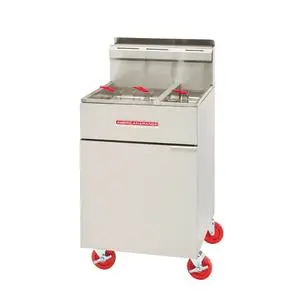 American Range 50 lb / 25 lb Floor Model Gas Split Pot Fryer - AF-50/25