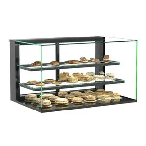 Structural Concepts NR4827DSV Reveal 48" Black Countertop Glass Display Case w/ Top Lights