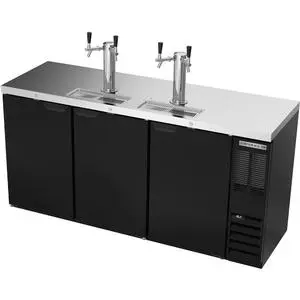 Beverage Air DDN72HC-B 72" Black Triple Keg Direct Draw Draft Beer Cooler w/ 2 Taps