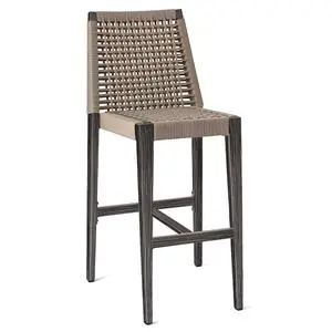 H&D Commercial Seating 7213B Stackable Aluminum Indoor/Outdoor Barstool w/ Poly Rope Back