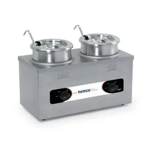 Nemco 6120A-ICL-220 Twin Well 4 qt. Countertop Round Food Pan Warmer - 220v