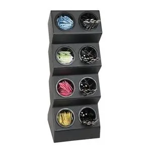 Dispense-Rite VSCH-8BT Black Polystyrene 8-Compartment Flatware Organizer w/ Insert