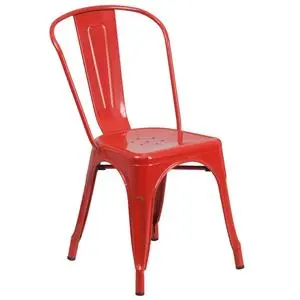 Flash Furniture CH-31230-RED-GG Metal Curved Back Stacking Side Chair