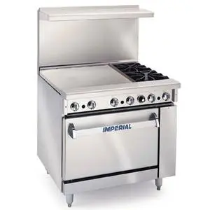 36in Restaurant 2 Gas Burner Range w/ 24in Griddle & Oven