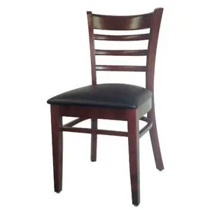 AAA Furniture Restaurant Ladder Back Wood Chair Black Vinyl Seating - 411A
