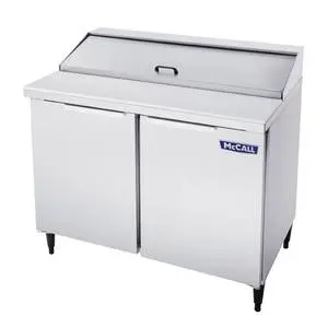 McCall Stainless 2 Door 59" Sandwich Prep Cooler Holds Sixth 12 Pan - P-15-12